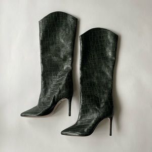 SHUTZ Maryana Dark Green Croc Knee High Boots